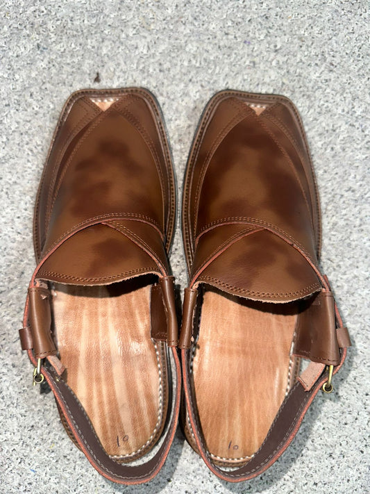 Premium Brown Leather Peshawari Chappal