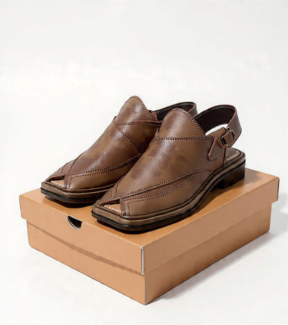 Premium Brown Leather Peshawari Chappal