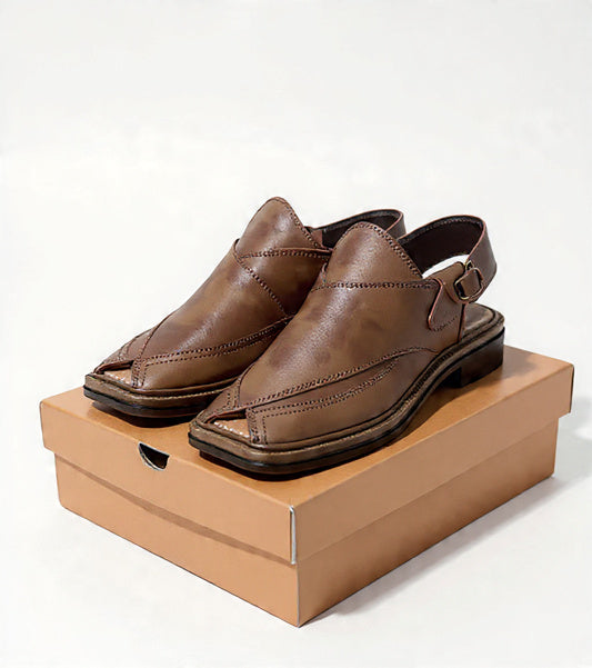 Premium Brown Leather Peshawari Chappal
